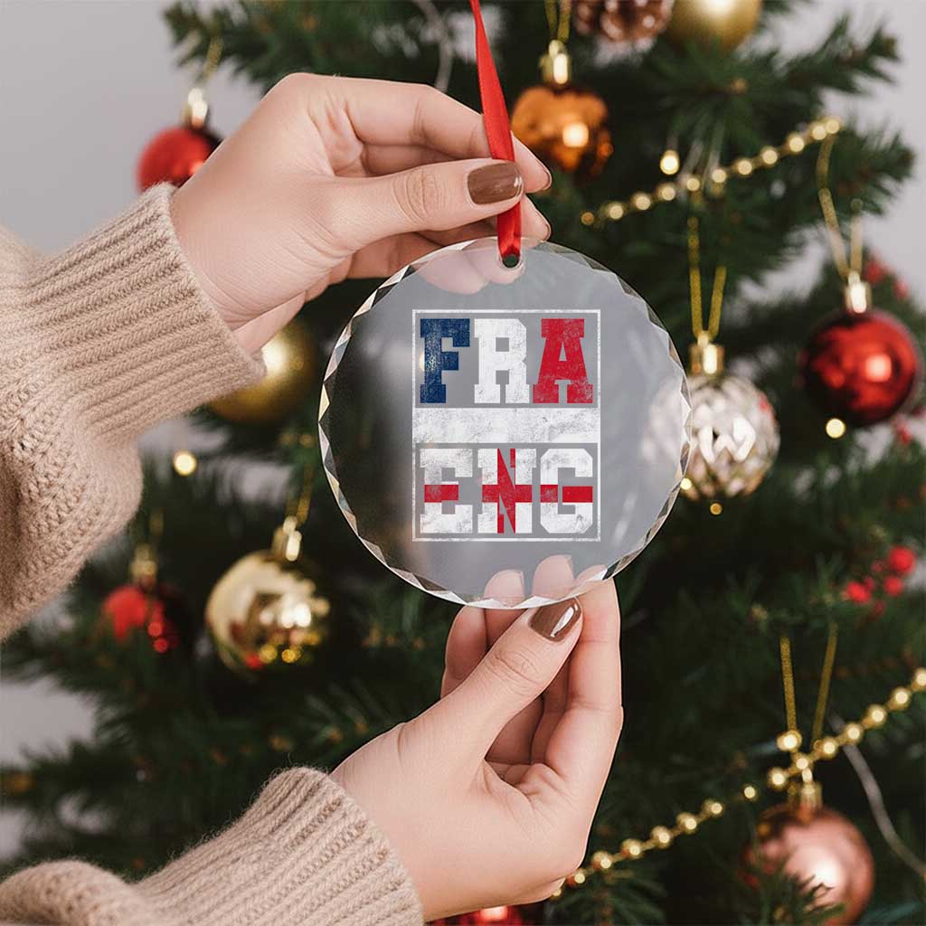 FRA ENG France England Flag Graphic Crystal Glass Ornament French English Country Pride