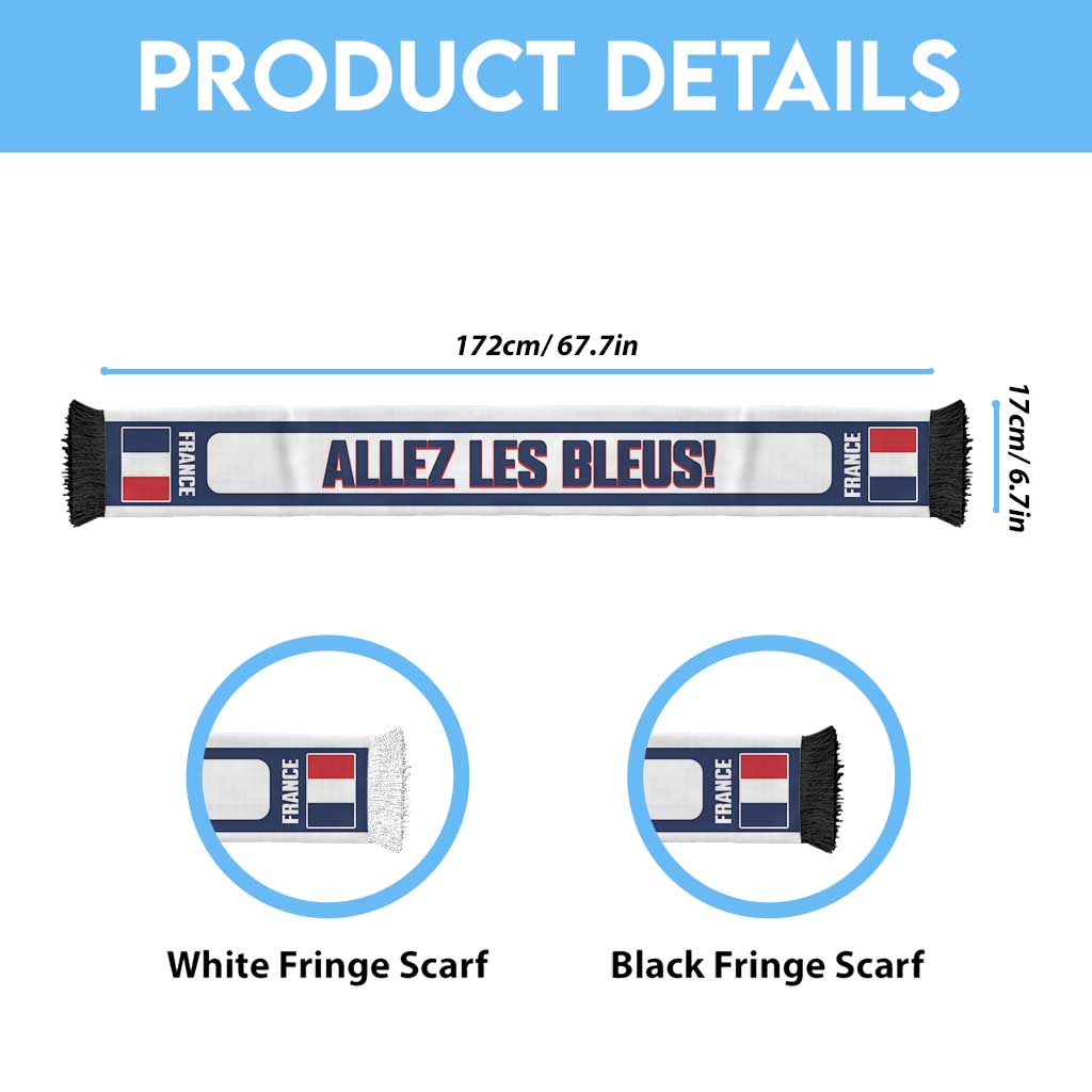 France 2026 Football Personalised Soccer Scarf Allez Les Bleus