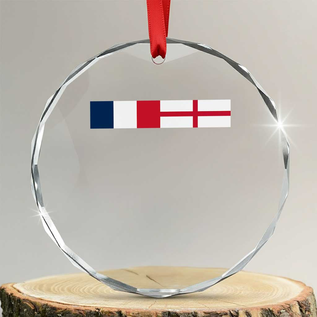 France England Dual Flag Graphic Crystal Glass Ornament Anglo English French Heritage Mixed Roots Pride Match Day