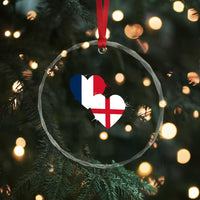 France England Flag Hearts Splatter Graphic Crystal Glass Ornament Anglo English French Heritage Love Unity