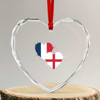 France England Flag Hearts Splatter Graphic Heart Crystal Glass Ornament Anglo English French Heritage Love Unity