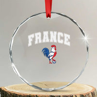 France Flag Gallic Rooster French National Pride Crystal Glass Ornament