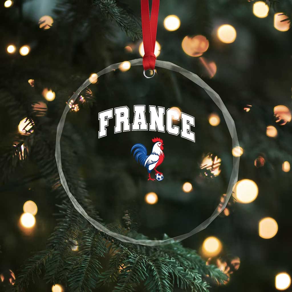 France Flag Gallic Rooster French National Pride Crystal Glass Ornament
