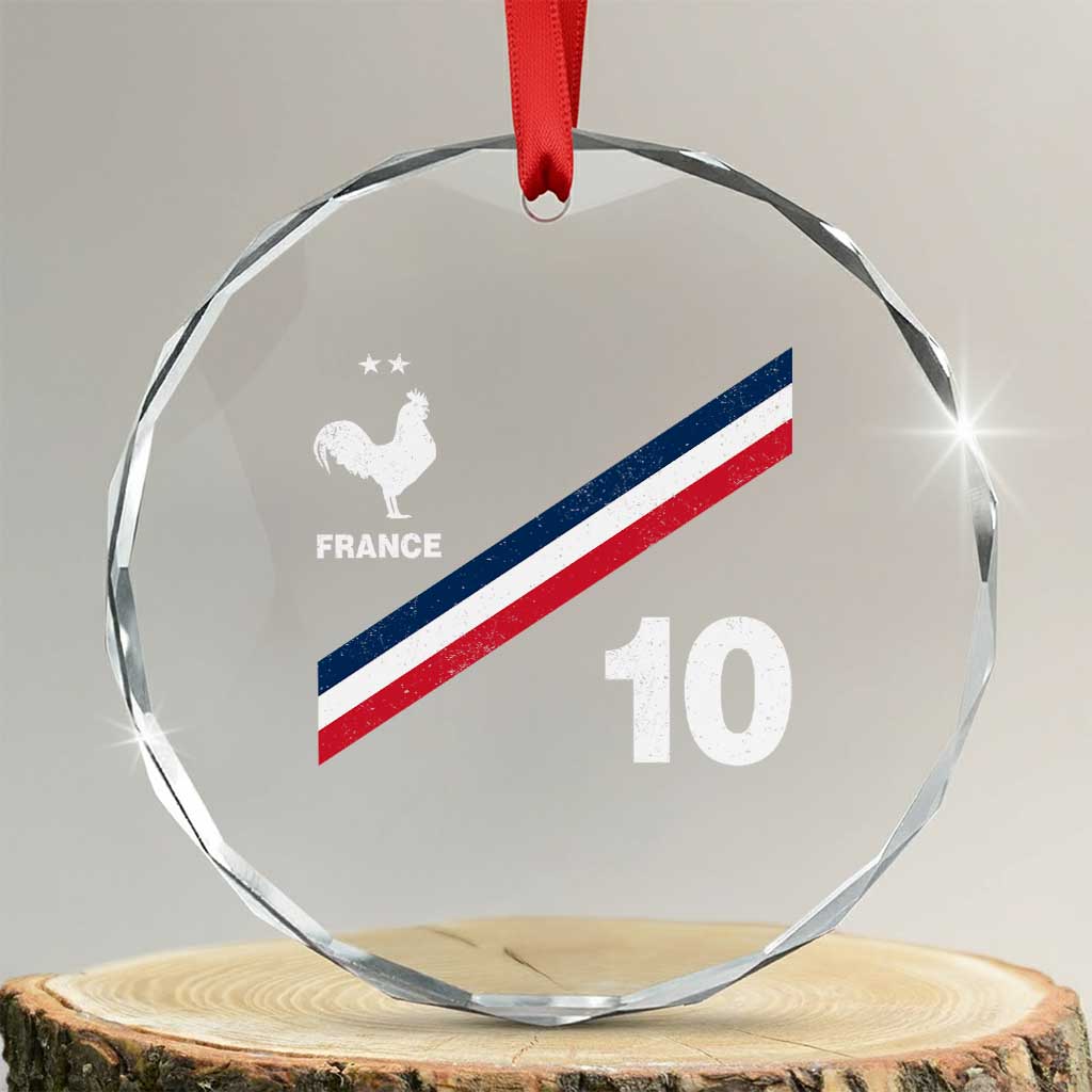 France Football Coq Crystal Glass Ornament French Flag Stripes Number 10 Athletic Soccer National Pride