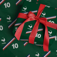 France Football Coq Wrapping Paper Roll French Flag Stripes Number 10 Athletic Soccer National Pride