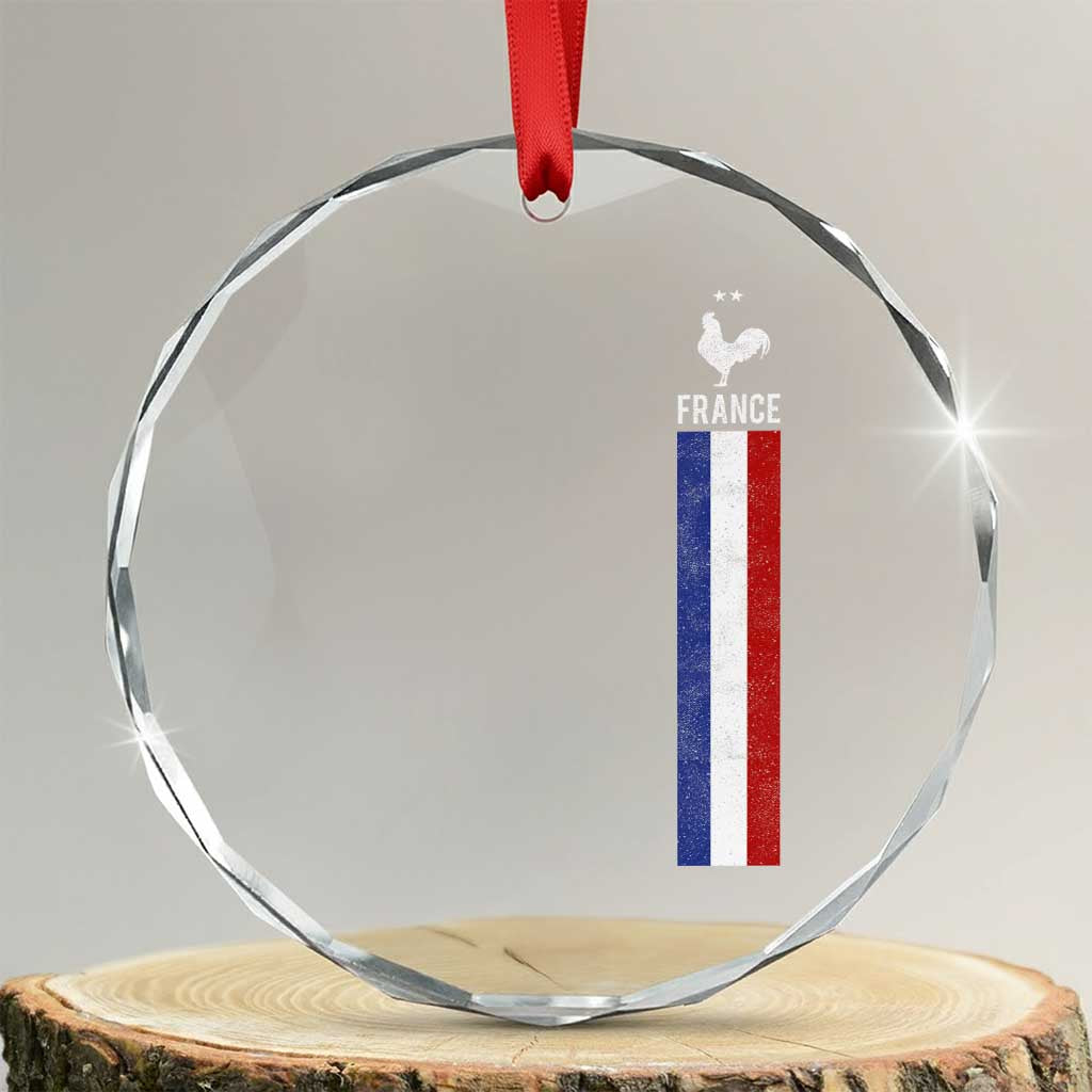 France Football Coq Soccer Throwback Jersey Style Crystal Glass Ornament Vintage French Flag