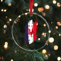 France Gallic Rooster Football Two Stars Brushstroke French Flag Graphic Crystal Glass Ornament