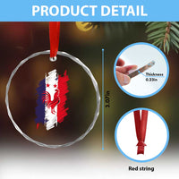 France Gallic Rooster Football Two Stars Brushstroke French Flag Graphic Crystal Glass Ornament