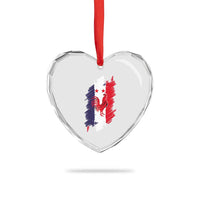 France Gallic Rooster Football Two Stars Brushstroke French Flag Graphic Heart Crystal Glass Ornament