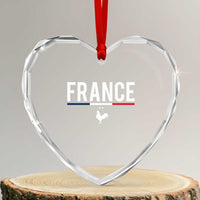 France Gallic Rooster Sports Throwback Design Vintage French Flag Heart Crystal Glass Ornament