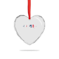 France Heartbeat EKG French Flag Map Heart Crystal Glass Ornament