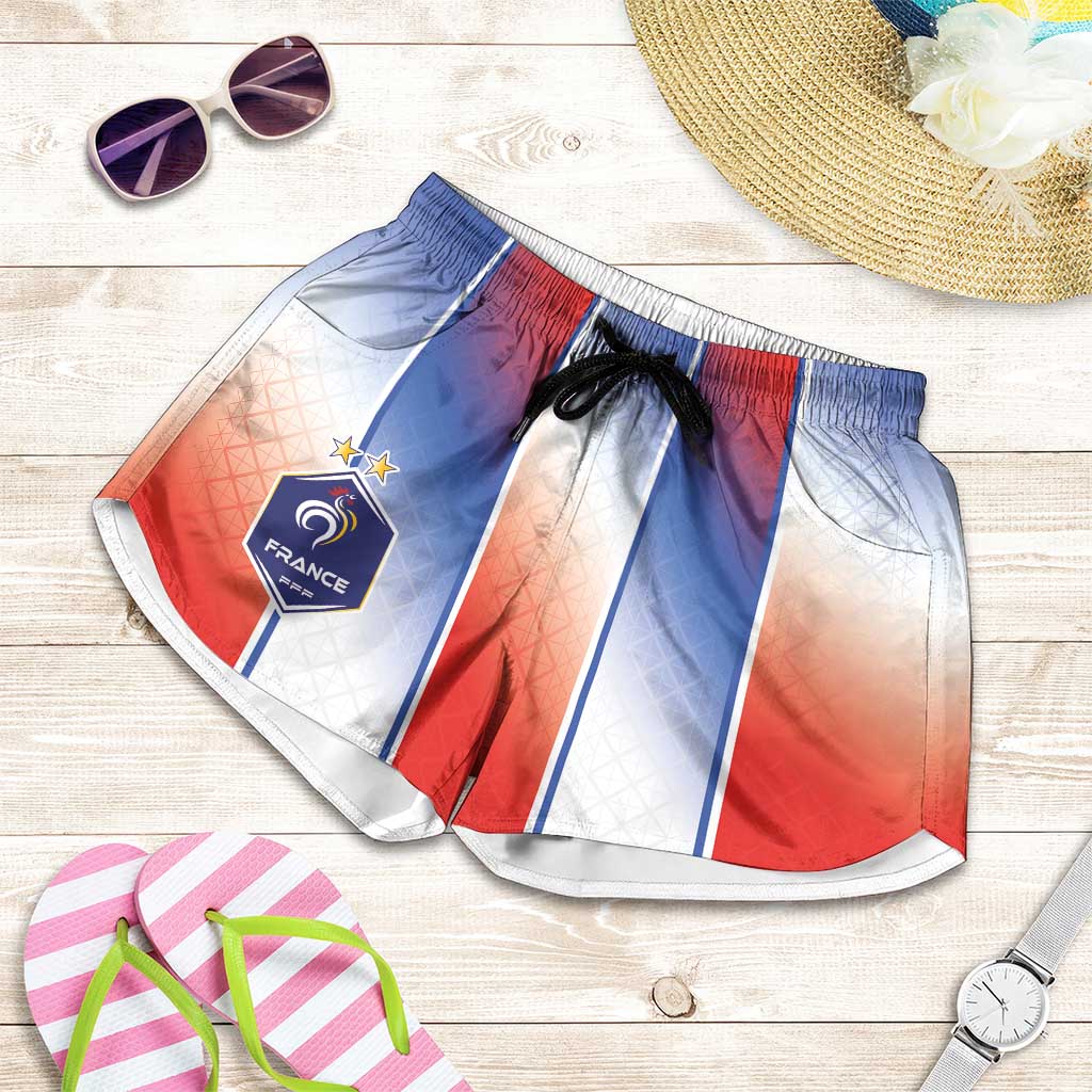 France National Football Shorts for Women Paris Architecture-Inspired Geometry - Wonder Print Shop