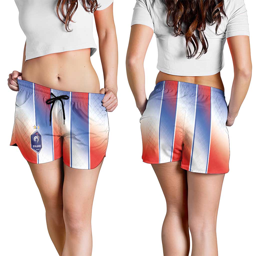 France National Football Shorts for Women Paris Architecture-Inspired Geometry - Wonder Print Shop