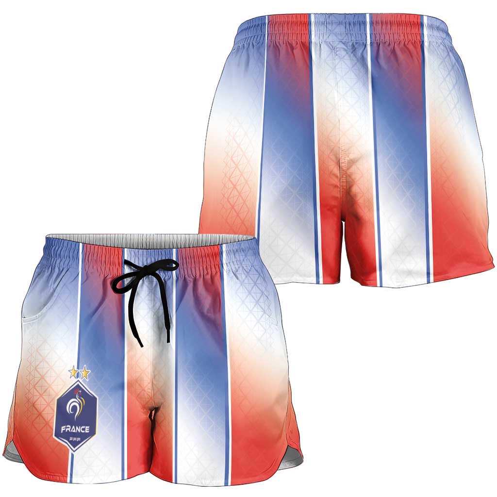 France National Football Shorts for Women Paris Architecture-Inspired Geometry - Wonder Print Shop