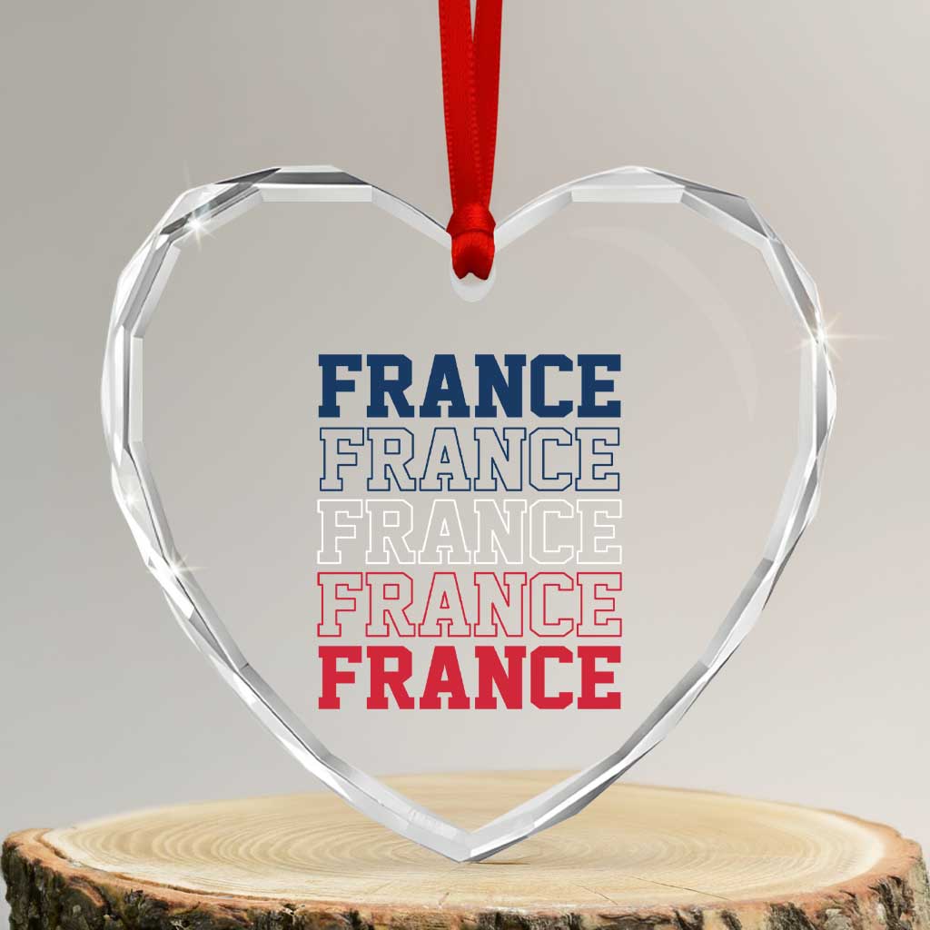 France Pride French Flag Patriotic Supporter Heart Crystal Glass Ornament