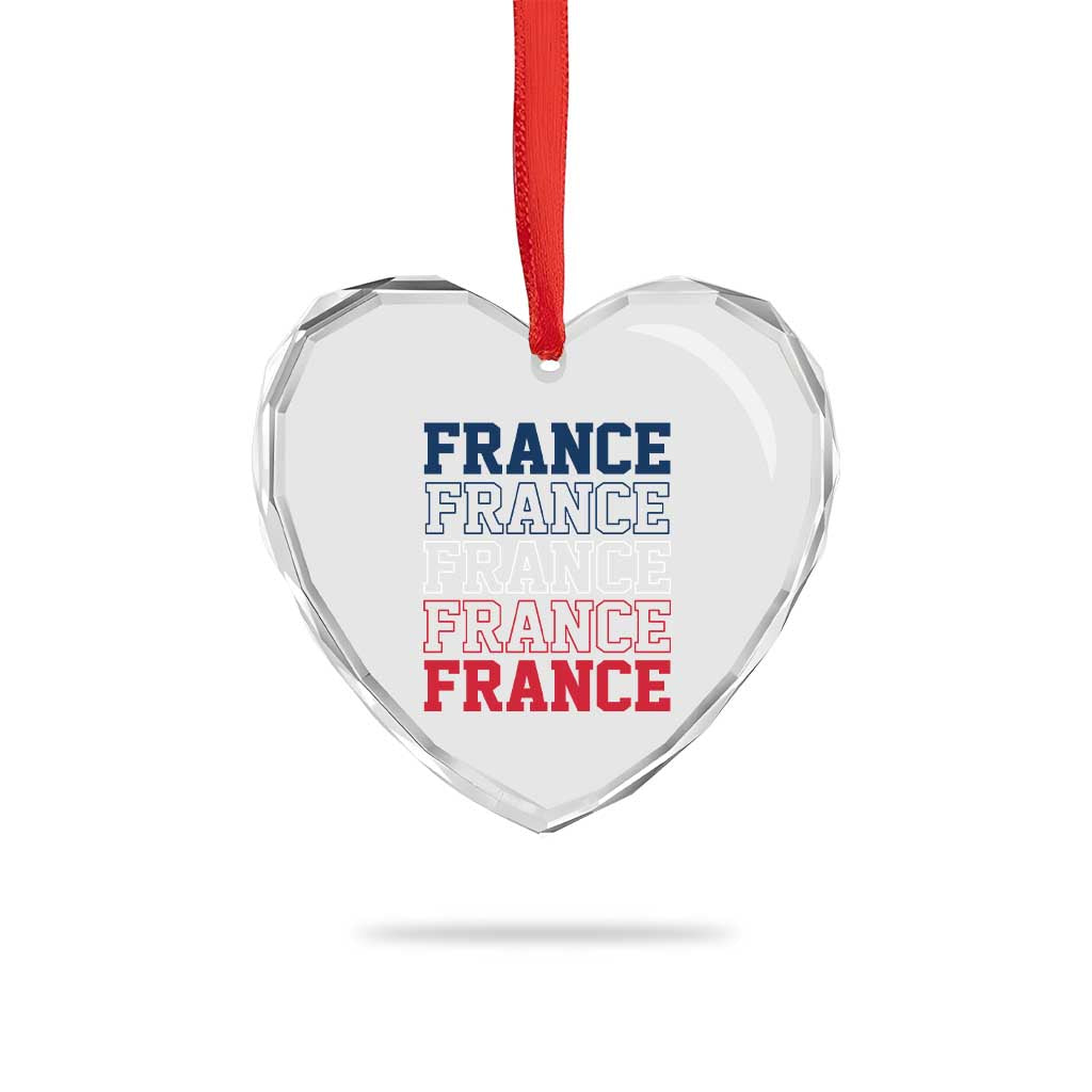 France Pride French Flag Patriotic Supporter Heart Crystal Glass Ornament