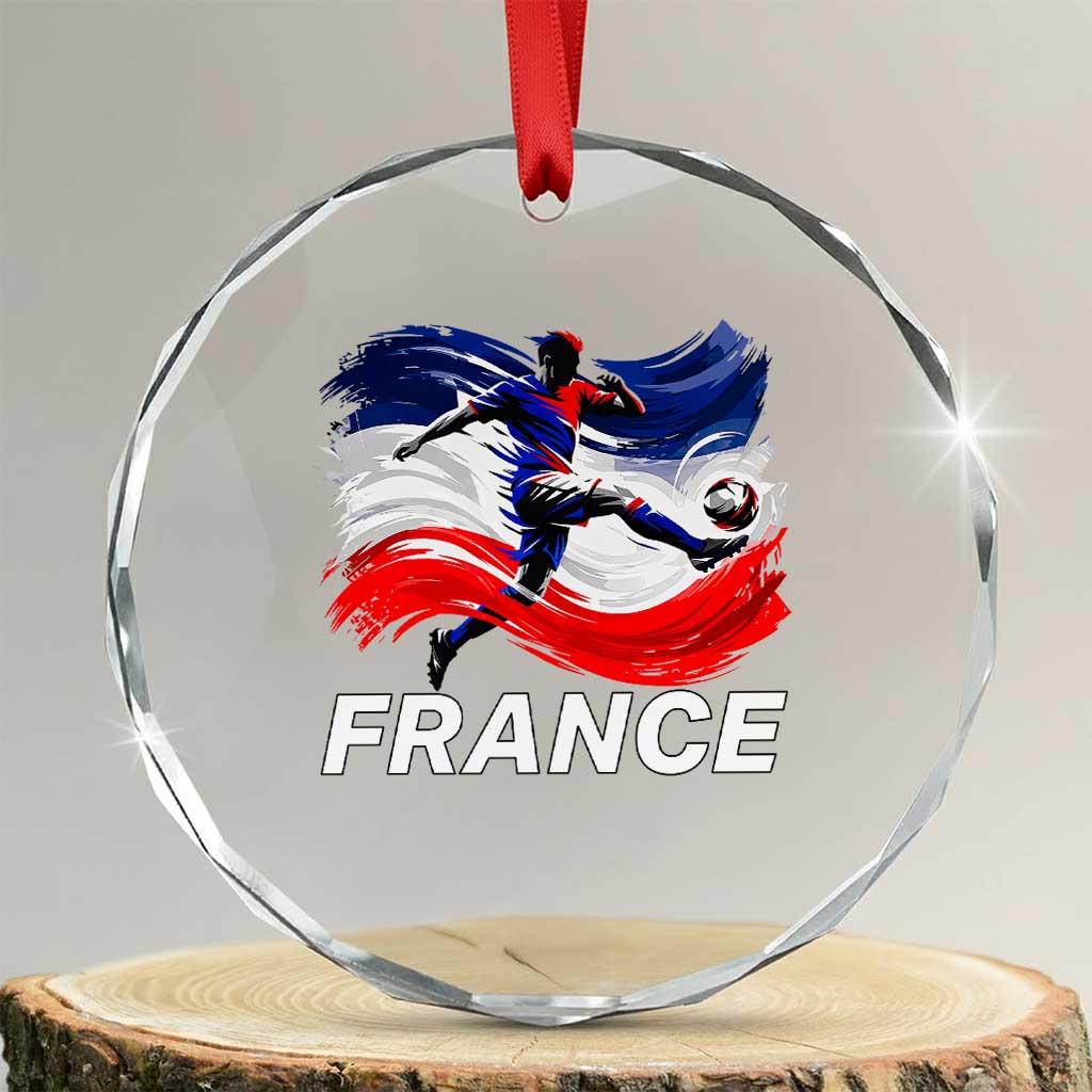 France Soccer Football Fan French Flag Crystal Glass Ornament