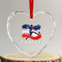 France Soccer Football Fan French Flag Heart Crystal Glass Ornament
