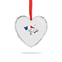 France Soccer Goose Heart Crystal Glass Ornament French Flag Patriotic Football Fan Graphic