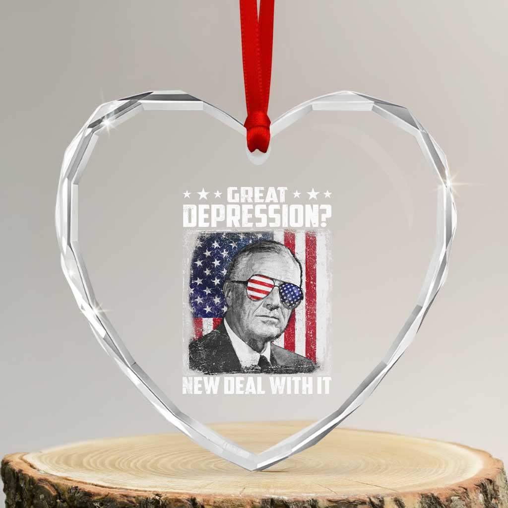 Franklin D Roosevelt Heart Crystal Glass Ornament Great Depression New Deal With It