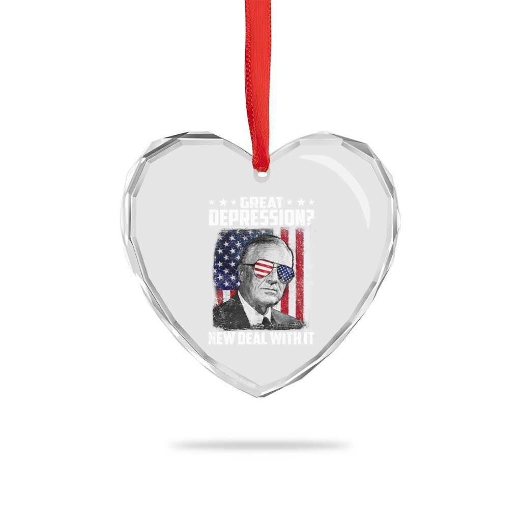 Franklin D Roosevelt Heart Crystal Glass Ornament Great Depression New Deal With It