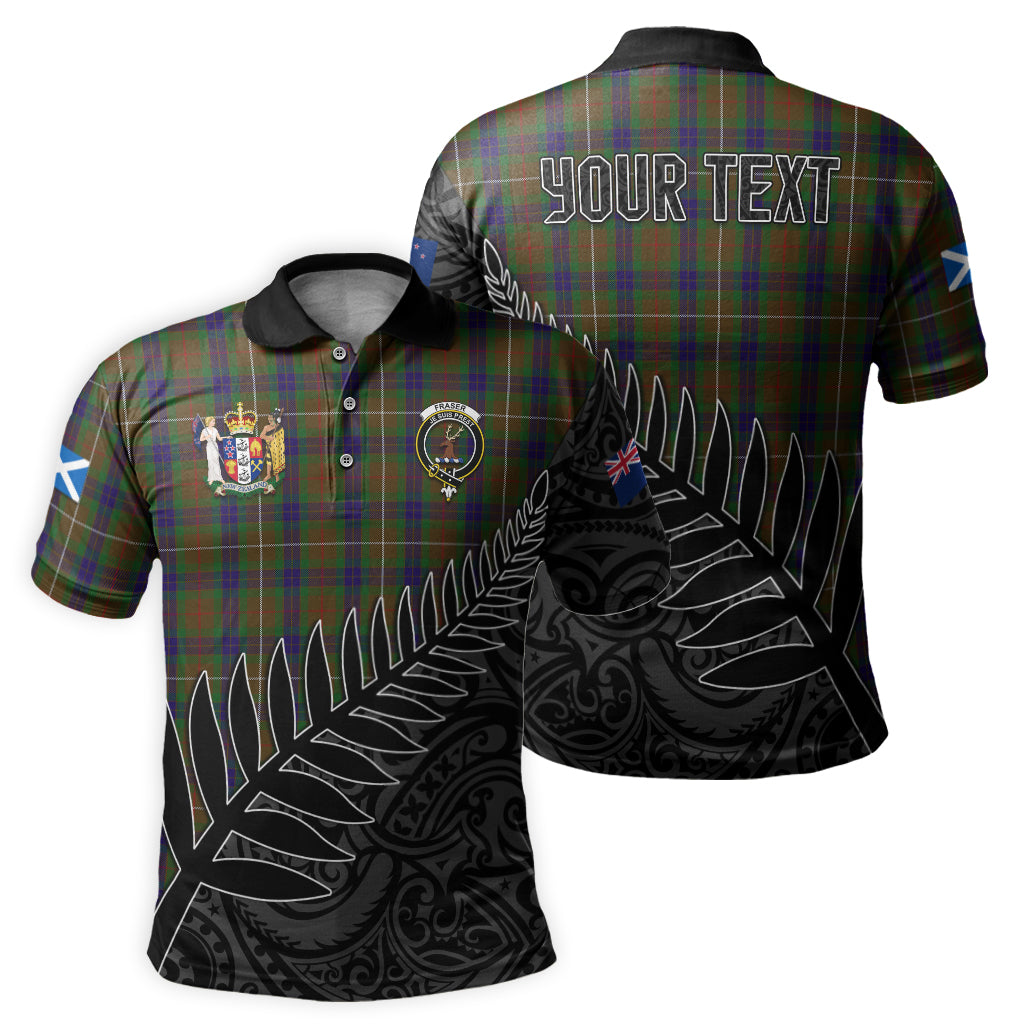 fraser-hunting-tartan-family-crest-golf-shirt-with-fern-leaves-and-coat-of-arm-of-new-zealand-personalized-your-name-scottish-tatan-polo-shirt