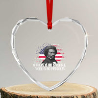 Frederick Douglass American Flag Heart Crystal Glass Ornament Is There Is No Struggle There Is No Progress - Wonder Print Shop