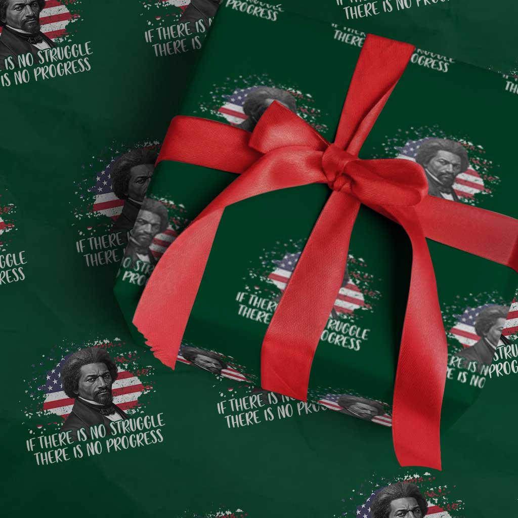 Frederick Douglass American Flag Wrapping Paper Roll Is There Is No Struggle There Is No Progress - Wonder Print Shop