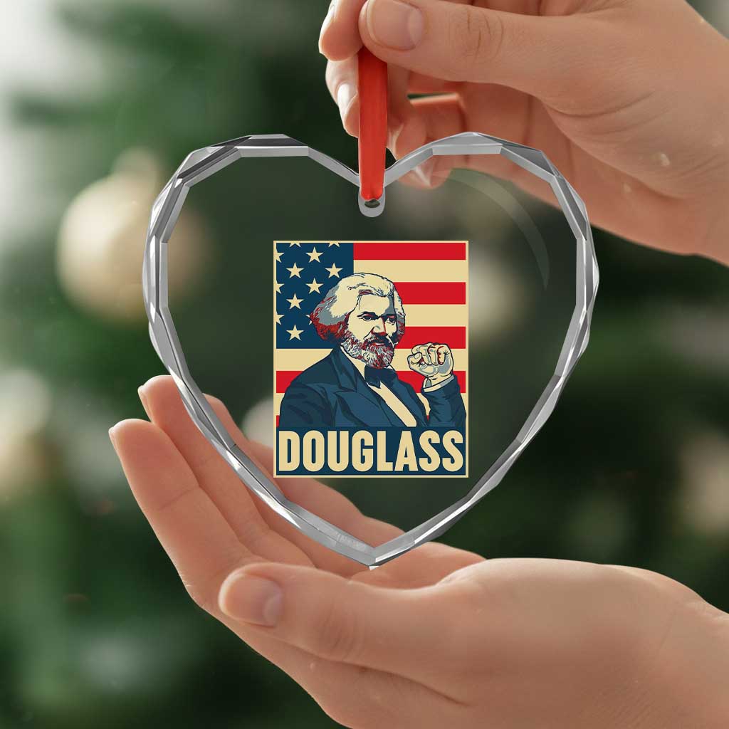 Frederick Douglass American Hero Heart Crystal Glass Ornament Black History Month Gift - Wonder Print Shop
