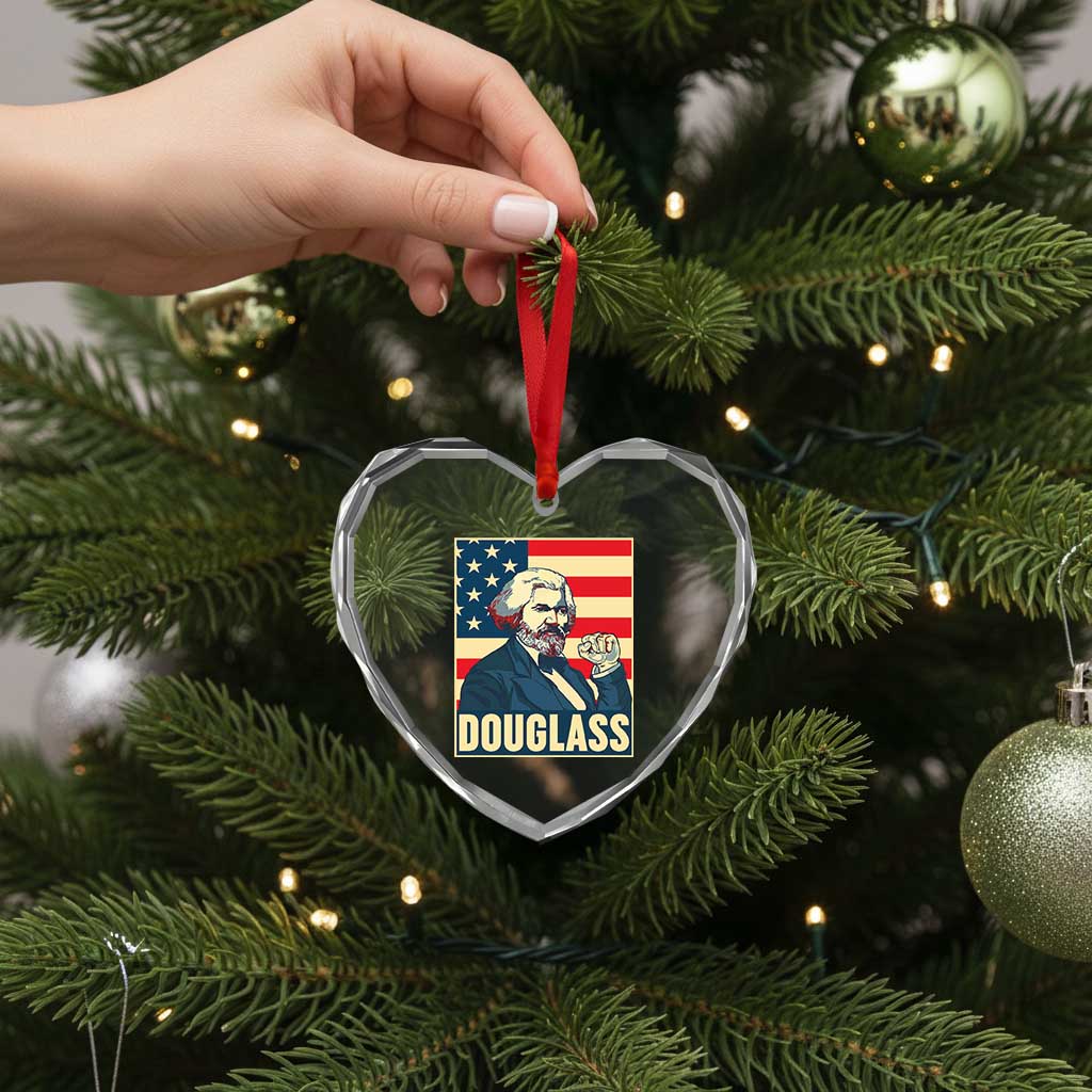 Frederick Douglass American Hero Heart Crystal Glass Ornament Black History Month Gift - Wonder Print Shop
