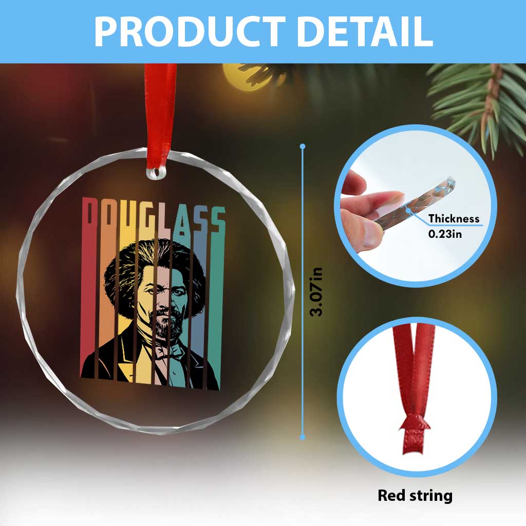 Frederick Douglass Crystal Glass Ornament American Black History - Wonder Print Shop