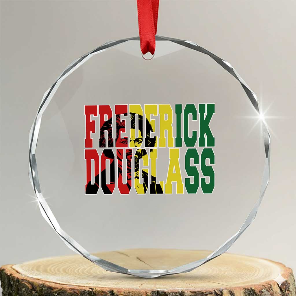 Frederick Douglass Crystal Glass Ornament Pan African Flag Black History Month - Wonder Print Shop