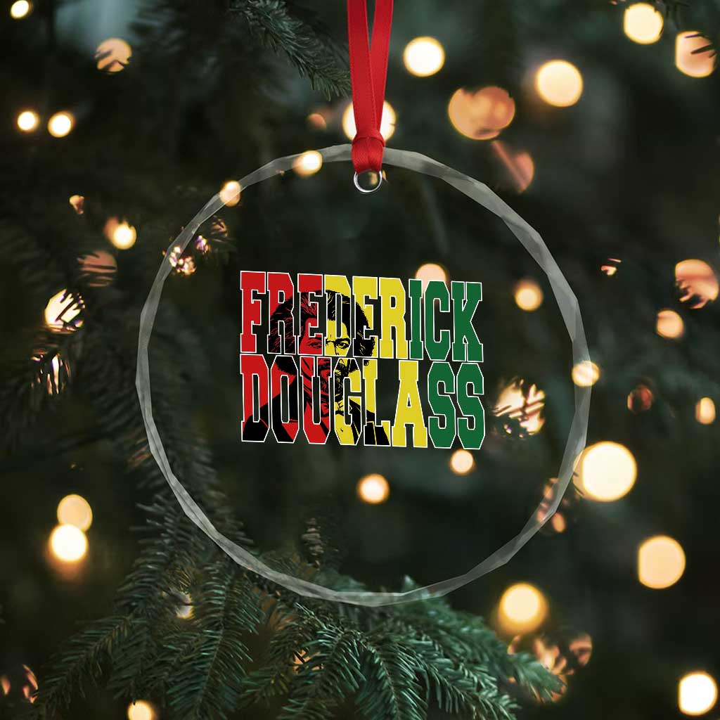 Frederick Douglass Crystal Glass Ornament Pan African Flag Black History Month - Wonder Print Shop