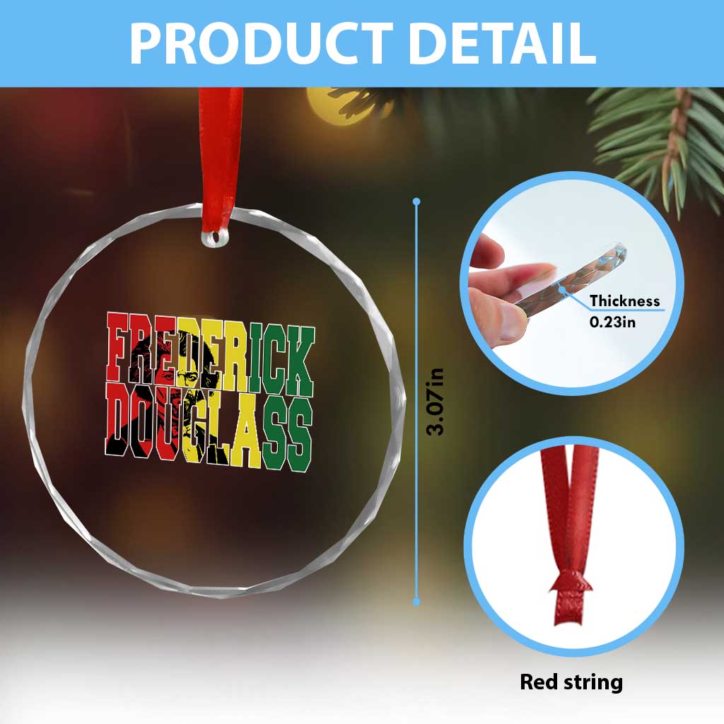 Frederick Douglass Crystal Glass Ornament Pan African Flag Black History Month - Wonder Print Shop