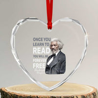 Frederick Douglass Freedom Quote Heart Crystal Glass Ornament Once You Learn to Read - Wonder Print Shop