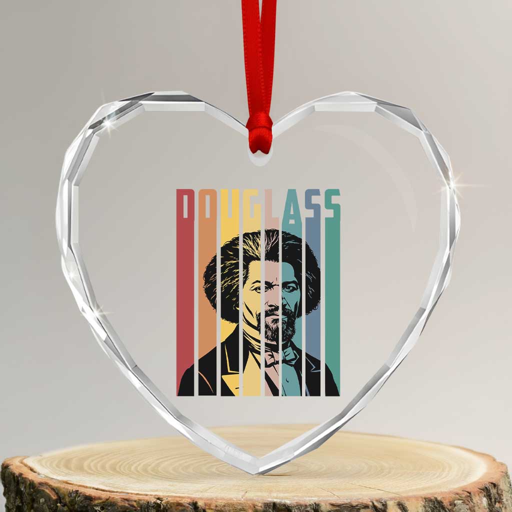 Frederick Douglass Heart Crystal Glass Ornament American Black History - Wonder Print Shop