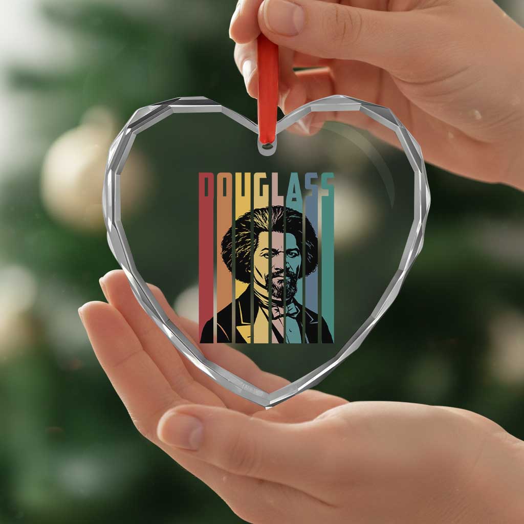 Frederick Douglass Heart Crystal Glass Ornament American Black History - Wonder Print Shop