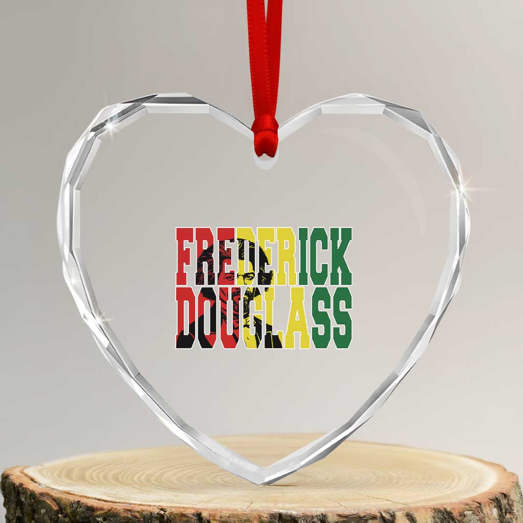 Frederick Douglass Heart Crystal Glass Ornament Pan African Flag Black History Month - Wonder Print Shop