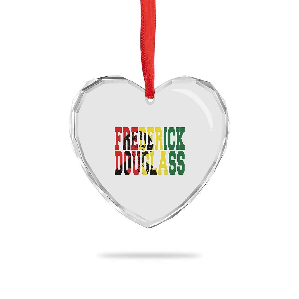 Frederick Douglass Heart Crystal Glass Ornament Pan African Flag Black History Month - Wonder Print Shop