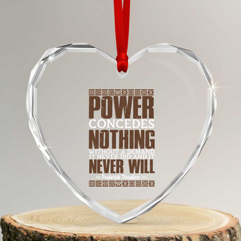 Frederick Douglass Heart Crystal Glass Ornament Power Concedes Nothing Without A Demand - Wonder Print Shop