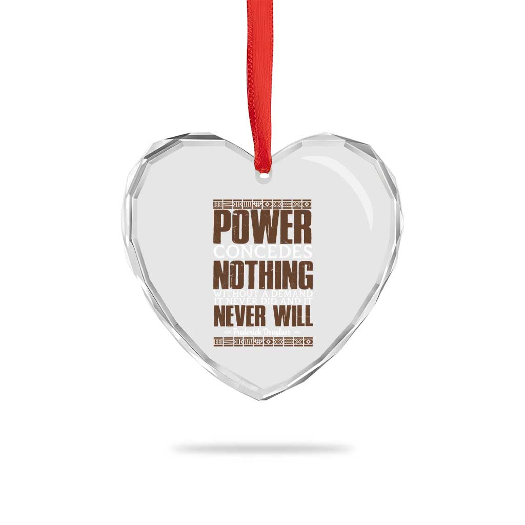 Frederick Douglass Heart Crystal Glass Ornament Power Concedes Nothing Without A Demand - Wonder Print Shop