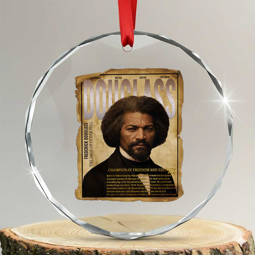 Frederick Douglass Historical Newspaper Crystal Glass Ornament The Sage Of Cedar Hill - Wonder Print Shop