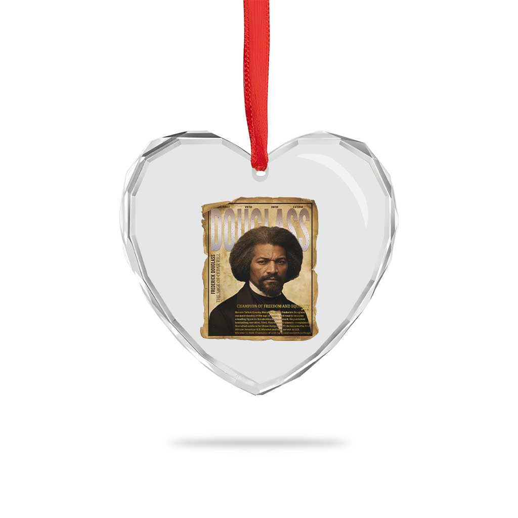 Frederick Douglass Historical Newspaper Heart Crystal Glass Ornament The Sage Of Cedar Hill - Wonder Print Shop