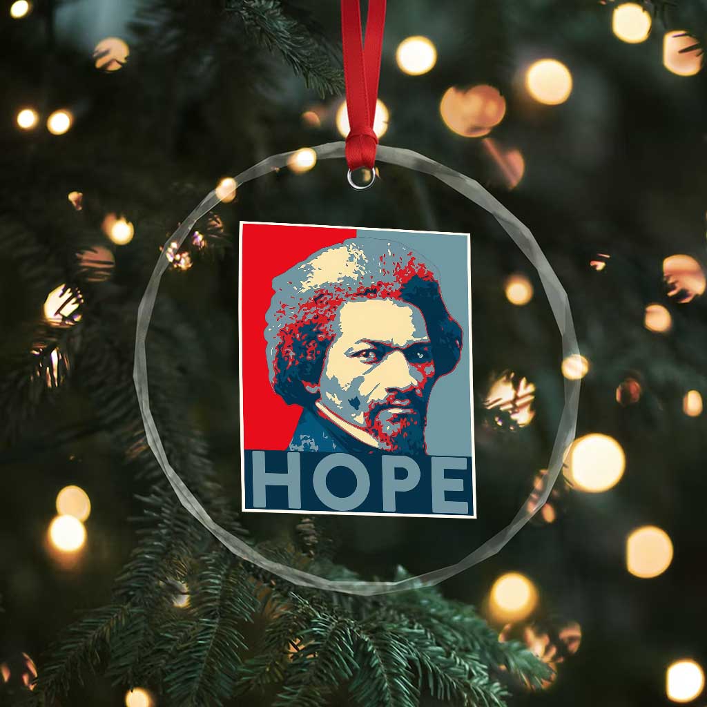 Frederick Douglass Hope Poster Crystal Glass Ornament African American Heritage - Wonder Print Shop