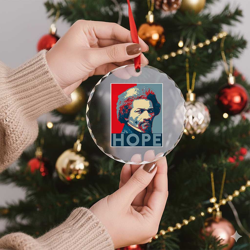 Frederick Douglass Hope Poster Crystal Glass Ornament African American Heritage - Wonder Print Shop