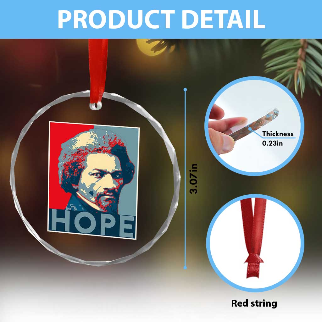 Frederick Douglass Hope Poster Crystal Glass Ornament African American Heritage - Wonder Print Shop