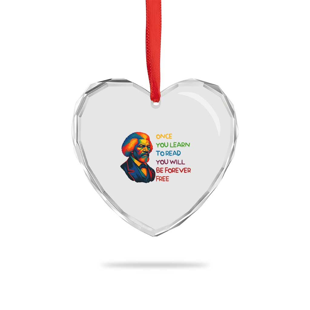 Frederick Douglass Inspirational Heart Crystal Glass Ornament Learn to Read Be Forever Free Black Leader - Wonder Print Shop