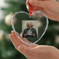 Frederick Douglass Quote Heart Crystal Glass Ornament If There Is No Struggle There Is No Progress - Wonder Print Shop
