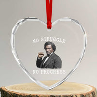Frederick Douglass Quote Heart Crystal Glass Ornament No Struggle No Progress - Wonder Print Shop