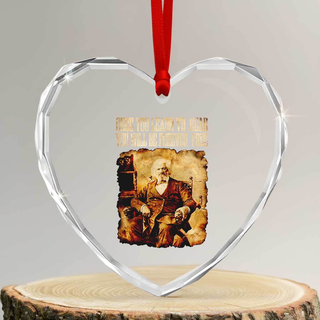 Frederick Douglass Quote Heart Crystal Glass Ornament Once You Learn to Read - Wonder Print Shop